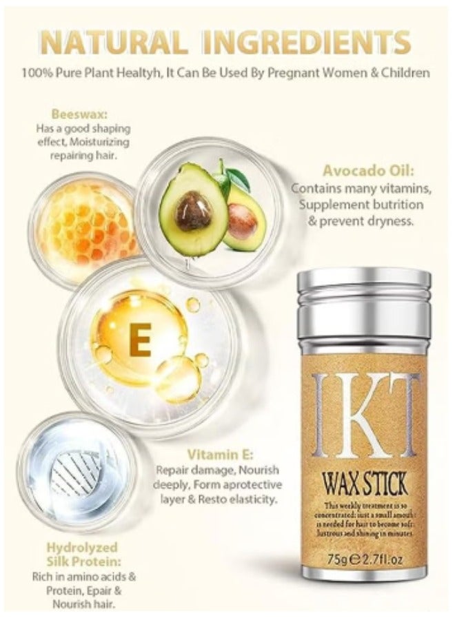 IKT Hair Wax Stick Strong and Long Lasting Hold Non Greasy Styling Wax for Flyaways Edge Frizz Hair Suitable for Unisex - Image 2